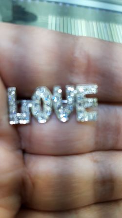 14k white gold pin pendent diamonds
