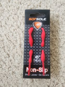 Brand New Red Sof Sole Non-Slip Shoelaces 45 In