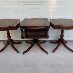 Antique Parlor Tables 3 Piece Set  & 1 Antique  Drum Table