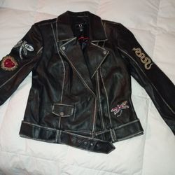 Black Leather Jacket With Seaquins