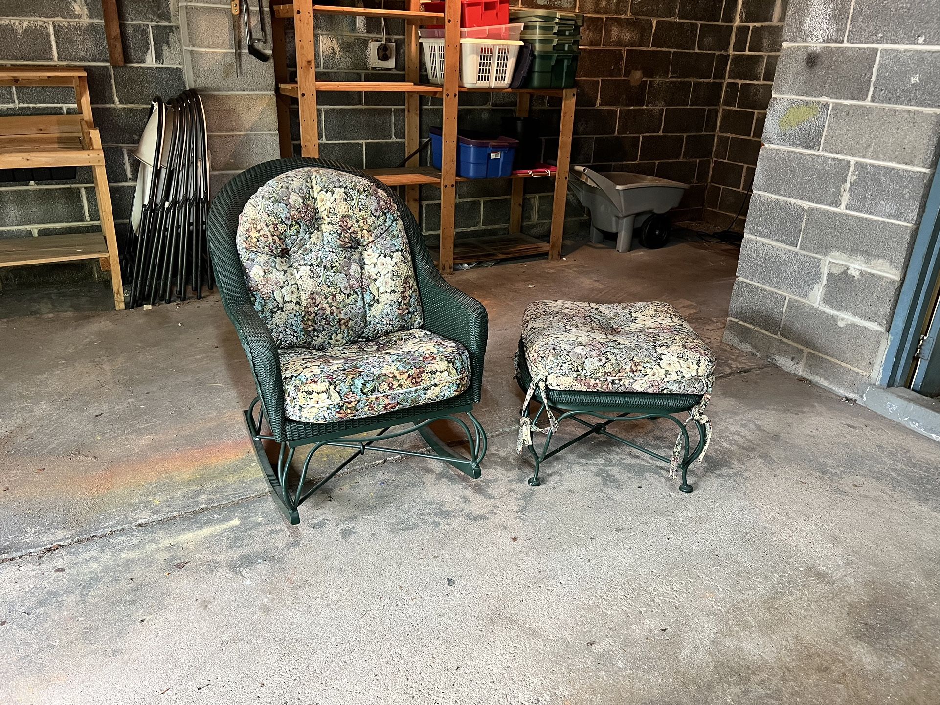 Vintage Lloyd Loom Wicker Chair And Ottoman