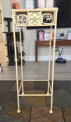 Beautiful Metal and Wicker Plant Stand