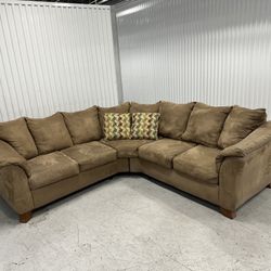 Comfy Brown Sectional Couch