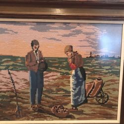 Vintage Needlepoint The Angelus By Millet