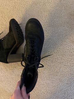 Black Suede Lace-Up Ankle Boots