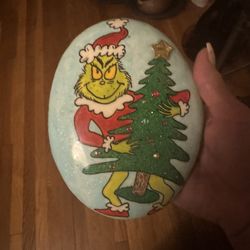 Grinch Rock Very Heavy  Hand painted 