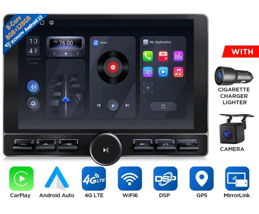 Double DIN 10.1" Android Auto 13 8+128 Carplay Car Stereo Radio GPS DSP Headunit (Retail $439)