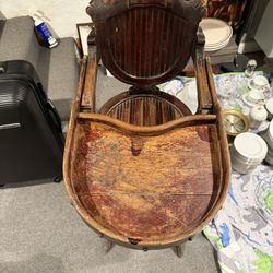 Vintage Antique Wooden High Chair