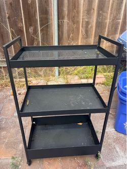 Rolling metal cart