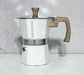 GROSCHE Milano Moka Pot Stovetop Espresso Maker White 8 oz 3-Cup Matte