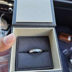 4mm 14k White Gold Band, Size 9.5