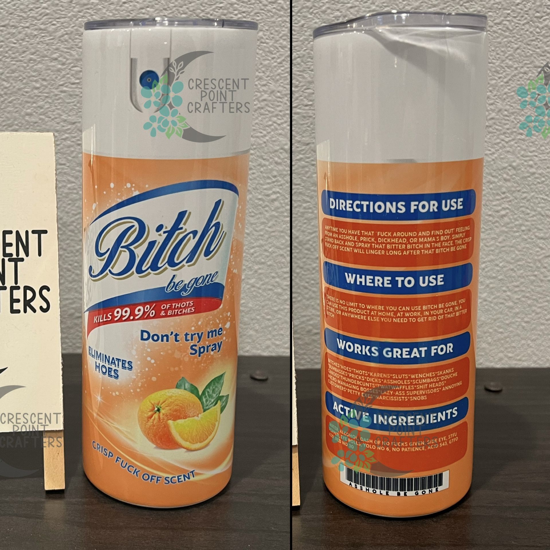 Lysol Orange Theme Tumbler B** Be Gone 20oz Stainless Steel Tumbler Coffee Cup