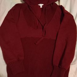 Dark Red Fleece Hoodie, Never Worn