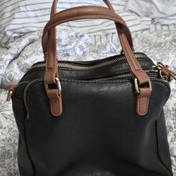 Sasha + Sofi Black Handbag with Brown Handles