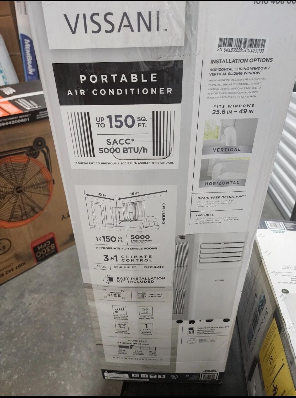 New 5,000 BTU 115-Volt 3-in-1 Portable Air Conditioner Unit Cools up to 150 sq. ft. with Dehumidifier and Remote in White