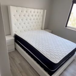 Brand New Queen Bed with Mattress and 2 Nightstands / Cama Queen con Colchón y 2 Mesas de Noche … Delivery 🚚 