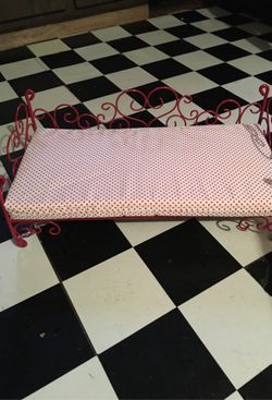 Red Wrought-Iron Doll Bed