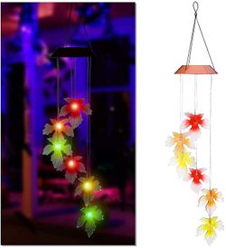Brand New Solar Glow In The Dark Maple Leaves WindChime.