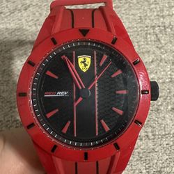Scuderia Ferrari Unisex Redrev Red Silicone Strap Black Dial Watch