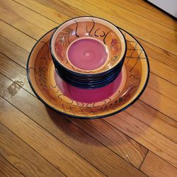 Ambiance Romance Hand Painted Pasta And Salad Bowl Set