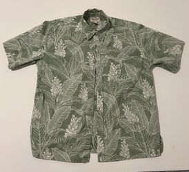 Cooke Street Hawaiian Shirt Mens XL Green Floral Button Up Short Sleeve
