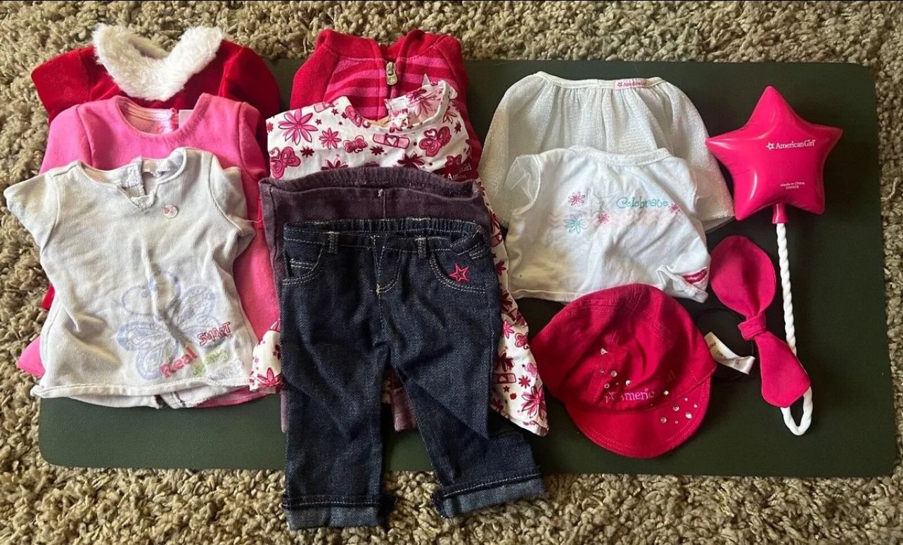 American Girl Doll Clothing & Accessories Set: Hat, pants, shirts, etc 10 Pieces