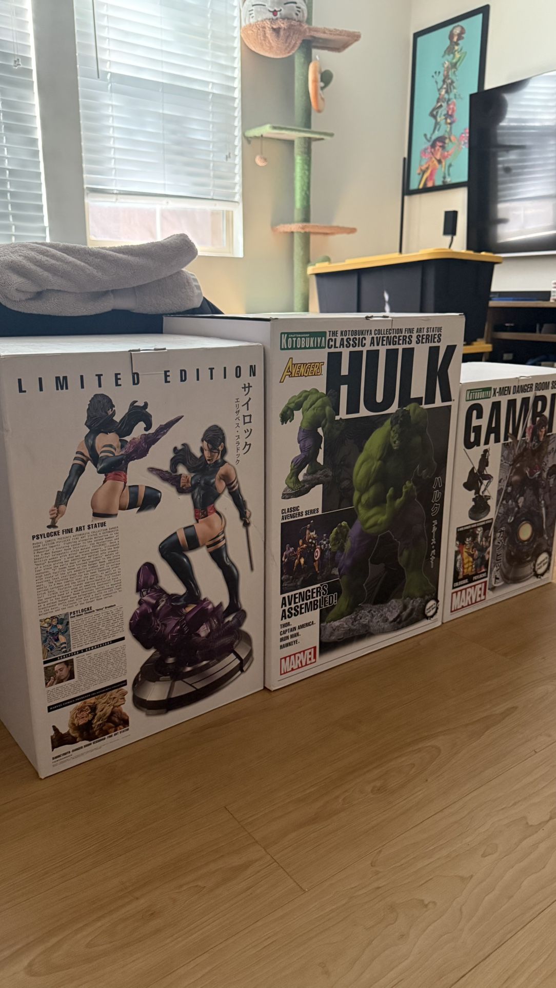 Psylocke, Gambit, Hulk Kotobukiya Statues