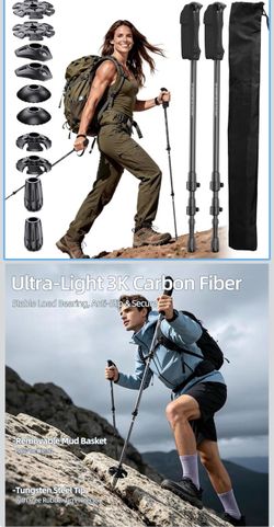 new 3K Carbon Fiber Trekking Poles - Collapsible, Lightweight Yet Sturdy Hiking Poles with EVA Grip, for Men & Women Hikers 24-qiang