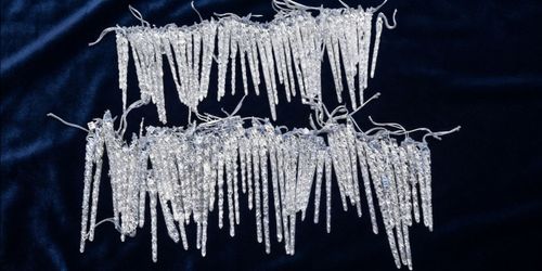 Large Bulk Lot of 80+ Clear Twisted Icicle Christmas Ornaments with Silver Hangers
