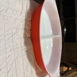 Vintage Pyrex Red divided dish