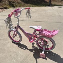 16 inch princess shop bike with doll carrier