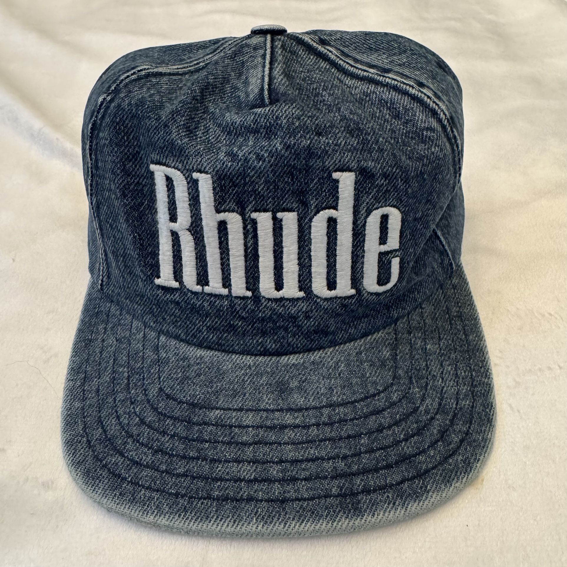 Rhude Washed Denim Logo Hat