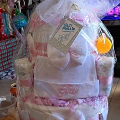 Diaper Bag Gift Set For Girl In Basket Gift Bag.Its New!