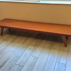 Vintage Mid-Century Solid Wood Walnut Bench.  See Full Description 