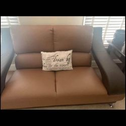 Matching Leather Couch, Loveseat, Coffee And End Tables 