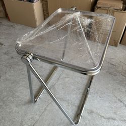 Clear Glass Chrome Foldable Table