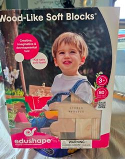 🔥BRAND NEW IN BOX: Edushape Wood-Like Soft Blocks - 80-Piece