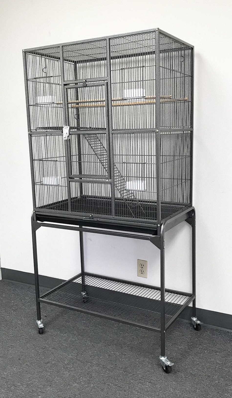 $90 NEW Large Bird Cage Parrot Ferret Cockatiel House Gym Perch Stand w/ Wheels 32”x18”x63”