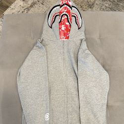Grey and pink hood Bape jacket