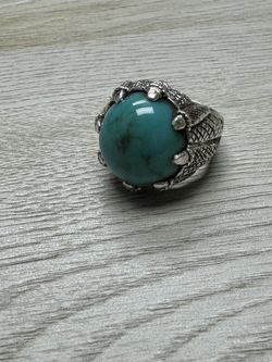 "Men's Ring with Striking Turquoise (Firoza) Stone – Bold and Elegant!"
