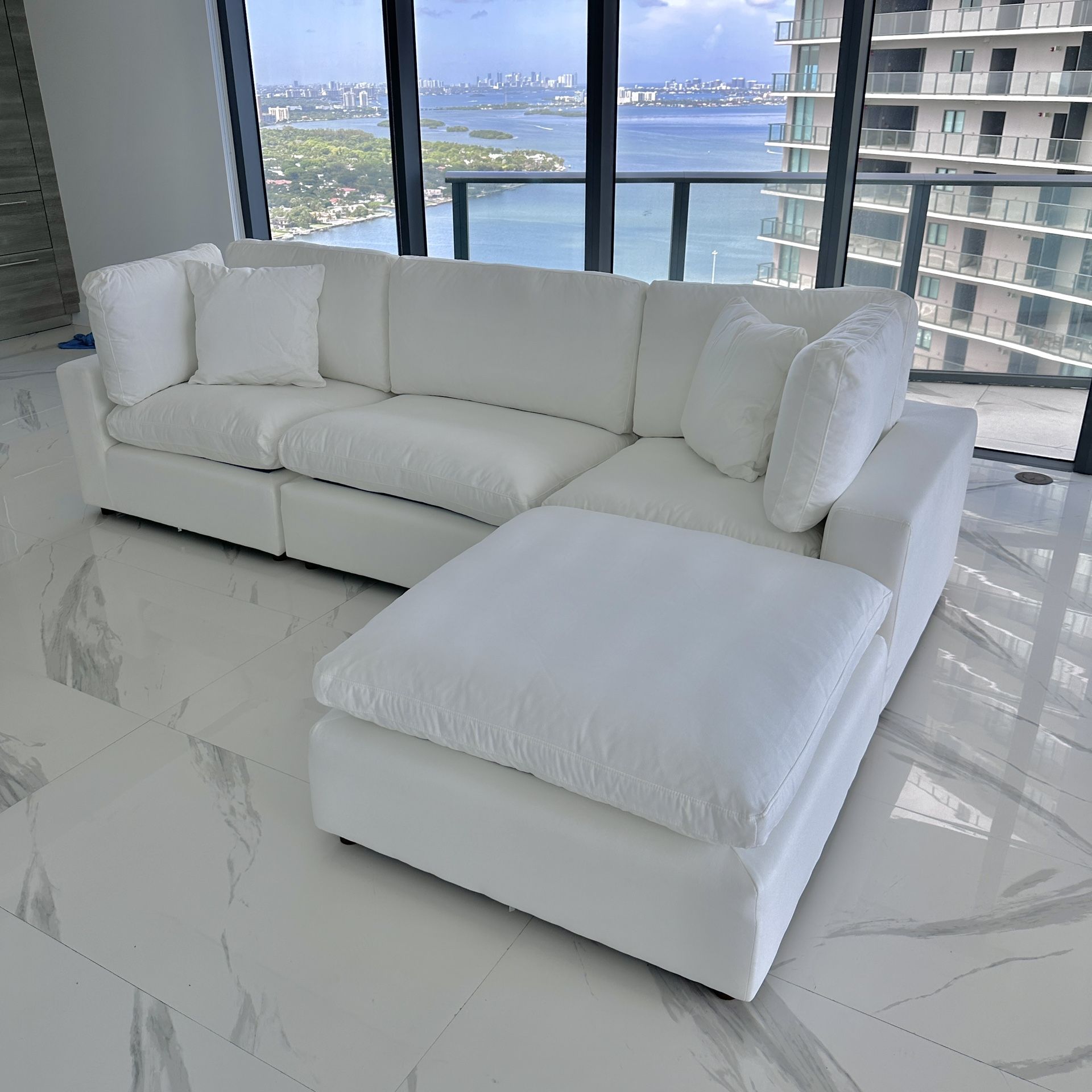 New White Sectional Cloud Couch Sofa