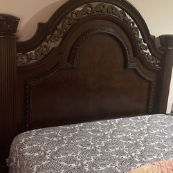 Queen Bed, Mirror, dresser and a nightstand