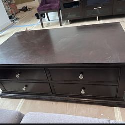 Solid Wood Coffee Table With Lift Surface And Drawers 