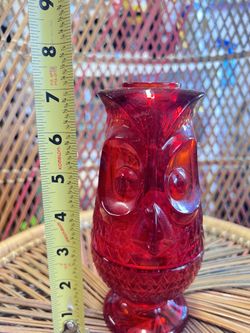 Red Owl, Viking Fairy Lamp, Small Chip On Top Rim As Shown In Pick