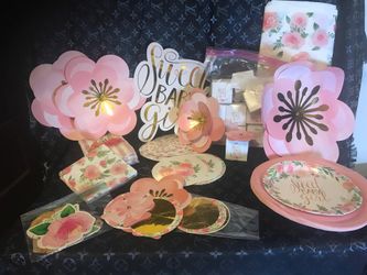 Sweet Baby girl shower decorations.