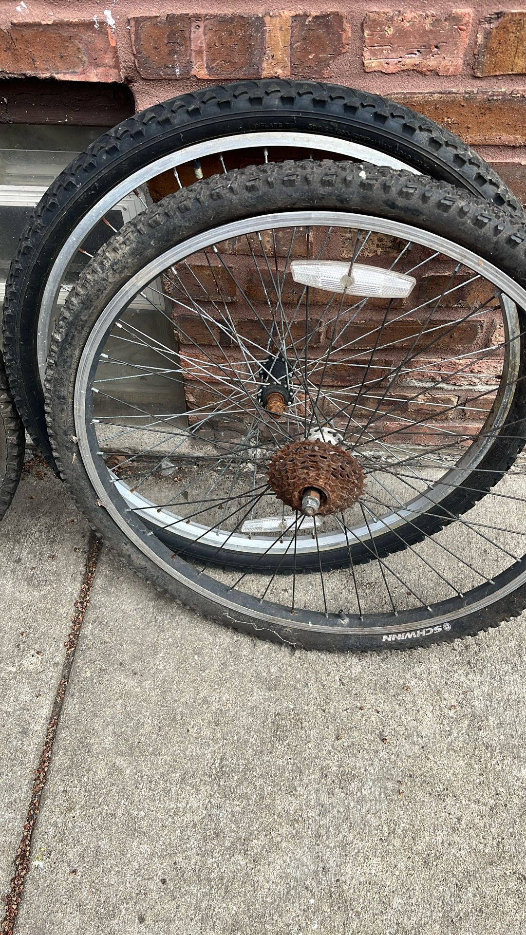 Wheels Pairs 24 Inches And 26 Inch Size And one Fix Tile Asking $12 a Pair