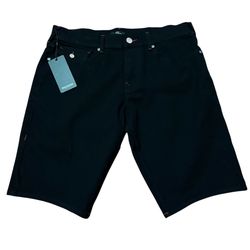 True Religion Ricky Relaxed Straight Black Denim Jean Shorts Contrast Stitching