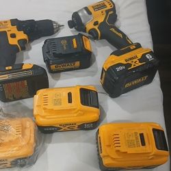 Dewalt 20v Impact And Drill. And Three 10ah 20v Batteries