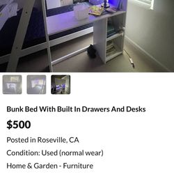 Bunk Bed With Built In Drawers And Desks 