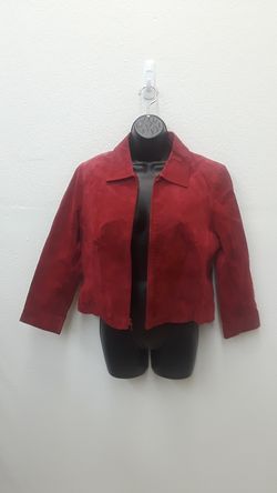 Coldwater Creek Red Leather Jacket Size PM